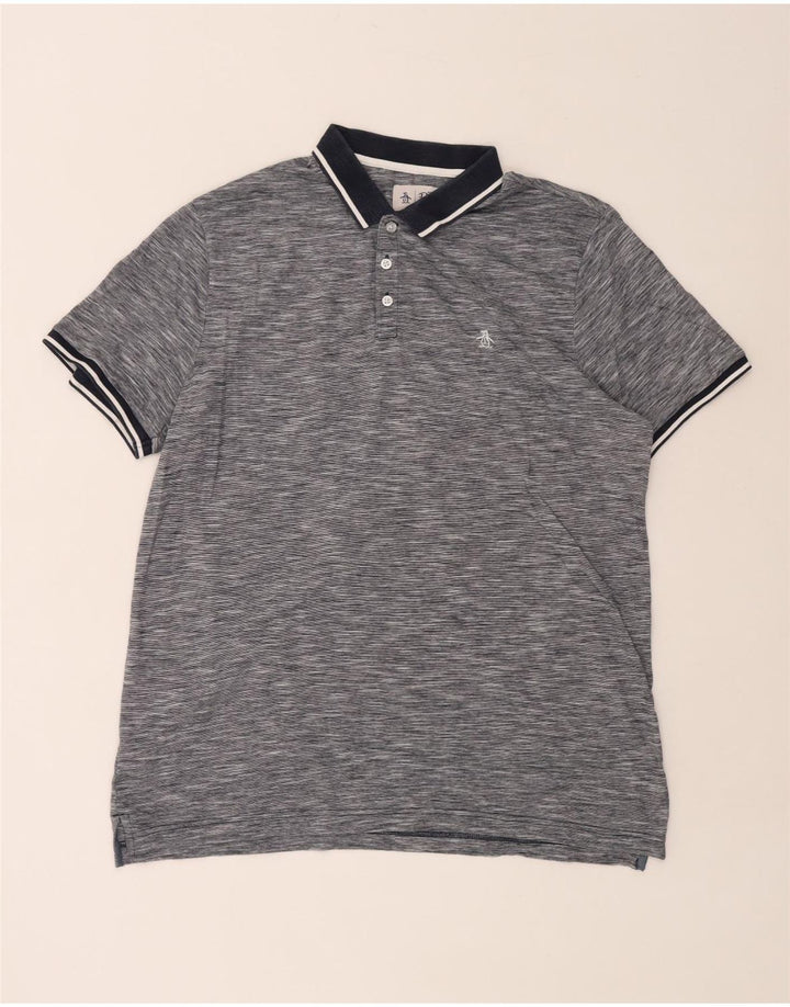 Polo da uomo PENGUIN XL in cotone screziato grigio
