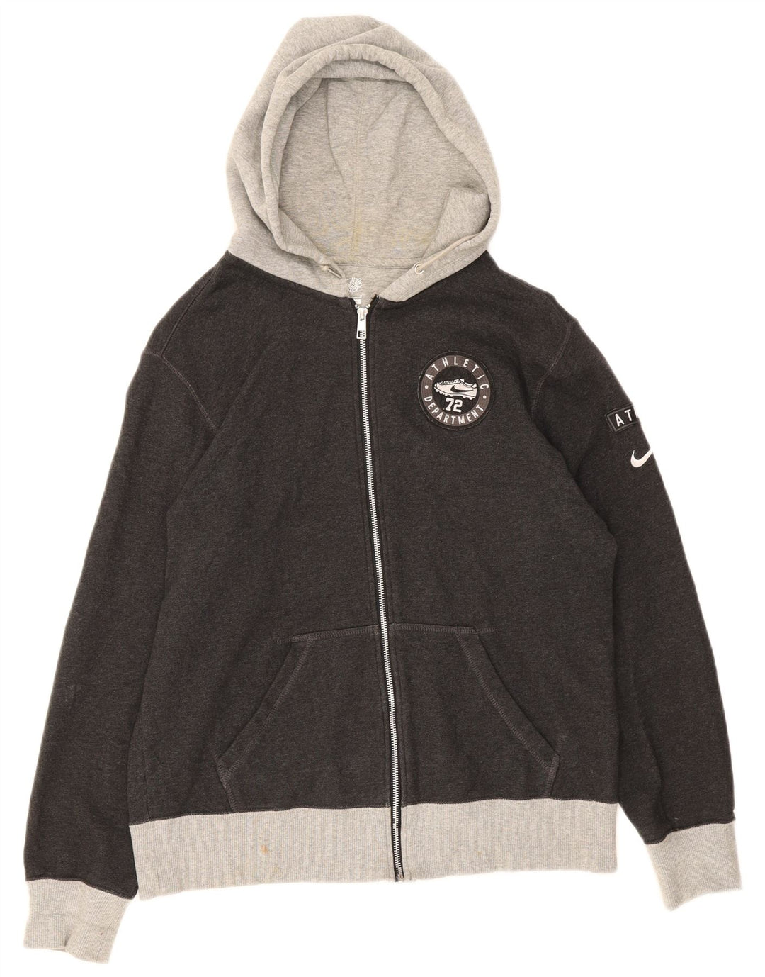 Felpa con cappuccio e zip grafica Nike da uomo, grande, in cotone grigio