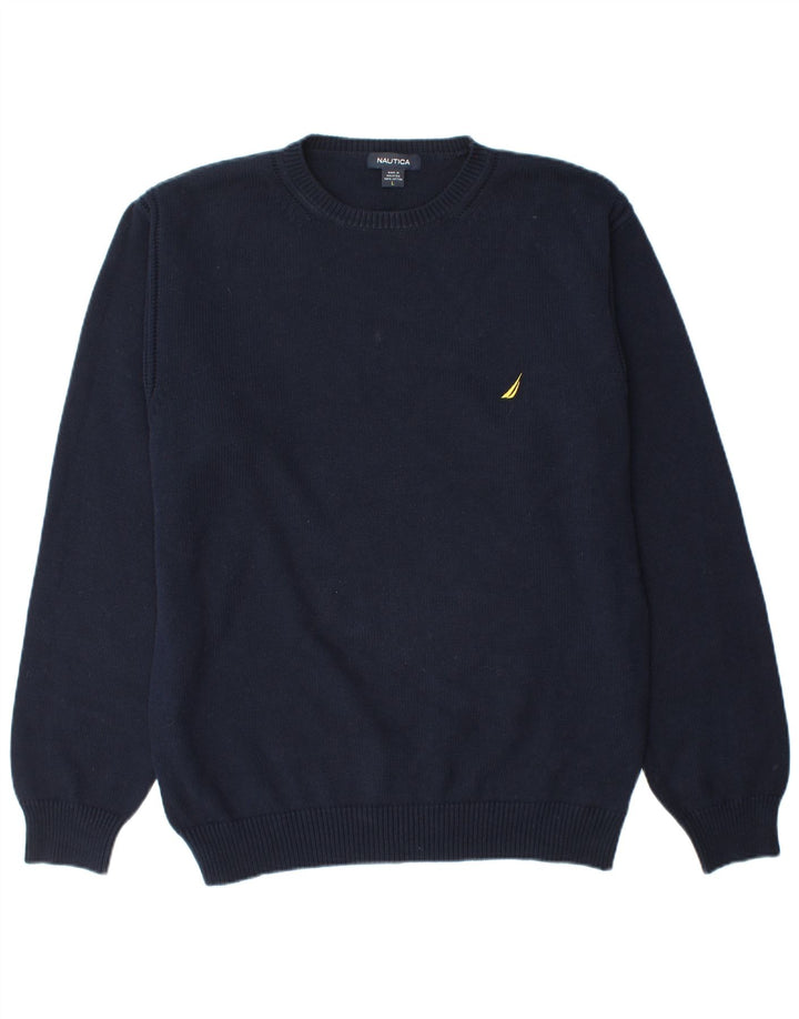 NAUTICA Maglione girocollo da uomo grande in cotone blu navy