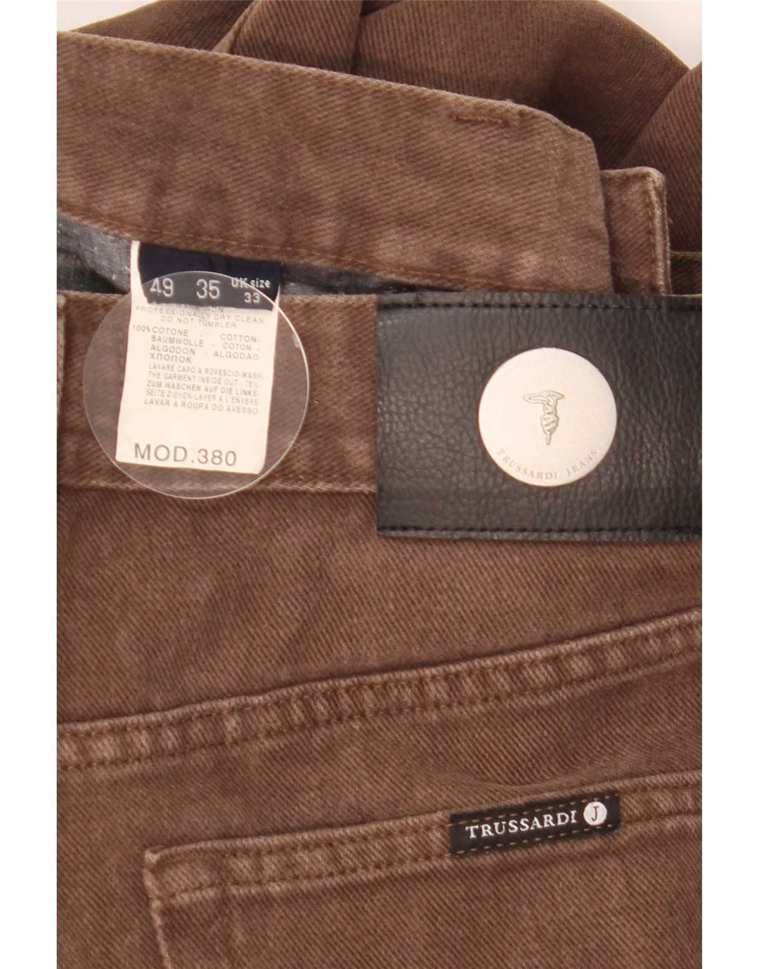 Jeans Straight Uomo Trussardi W33 L30 Cotone Marrone