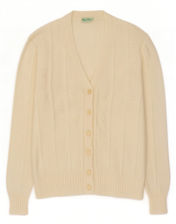 Maglione cardigan da donna vintage UK 14 Mohair bianco sporco medio