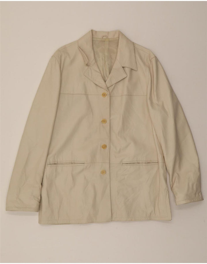 VINTAGE Womens Leather Jacket IT 48 XL Beige Leather Vintage Vintage and Second-Hand Vintage from Messina Hembry 