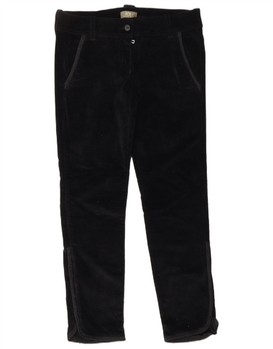 Pantaloni dritti da donna in velluto a coste ICEBERG W28 L27 cotone nero