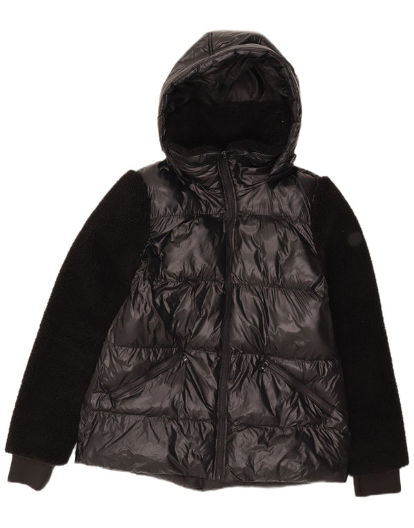 Giacca imbottita con cappuccio da donna Michael Kors UK 14 nylon nero medio
