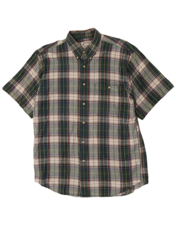 Camicia da uomo a maniche corte, vestibilità regolare, Eddie Bauer, in cotone a quadri verde medio