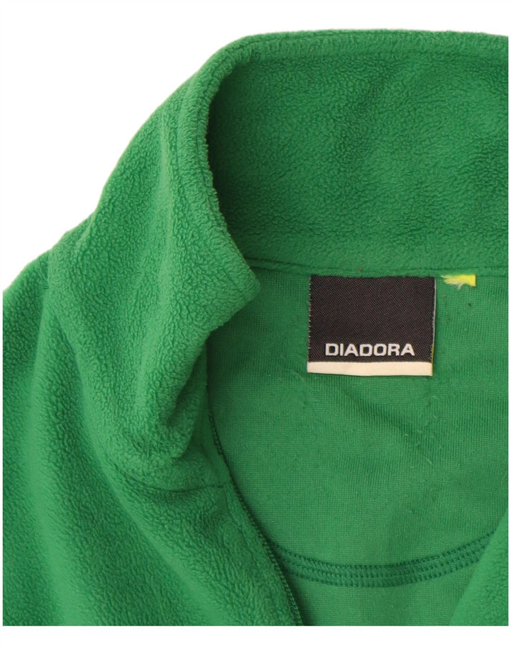 Maglione in pile da uomo Diadora con zip e collo in poliestere verde medio
