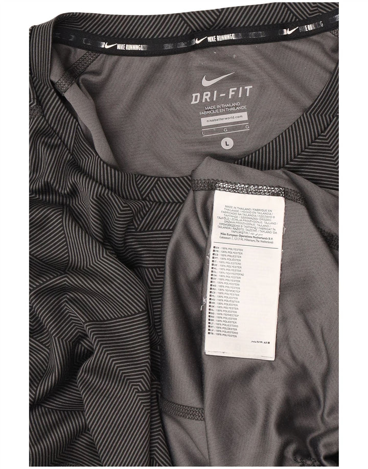 T-shirt Nike Dri Fit da uomo, grande, in poliestere geometrico nero