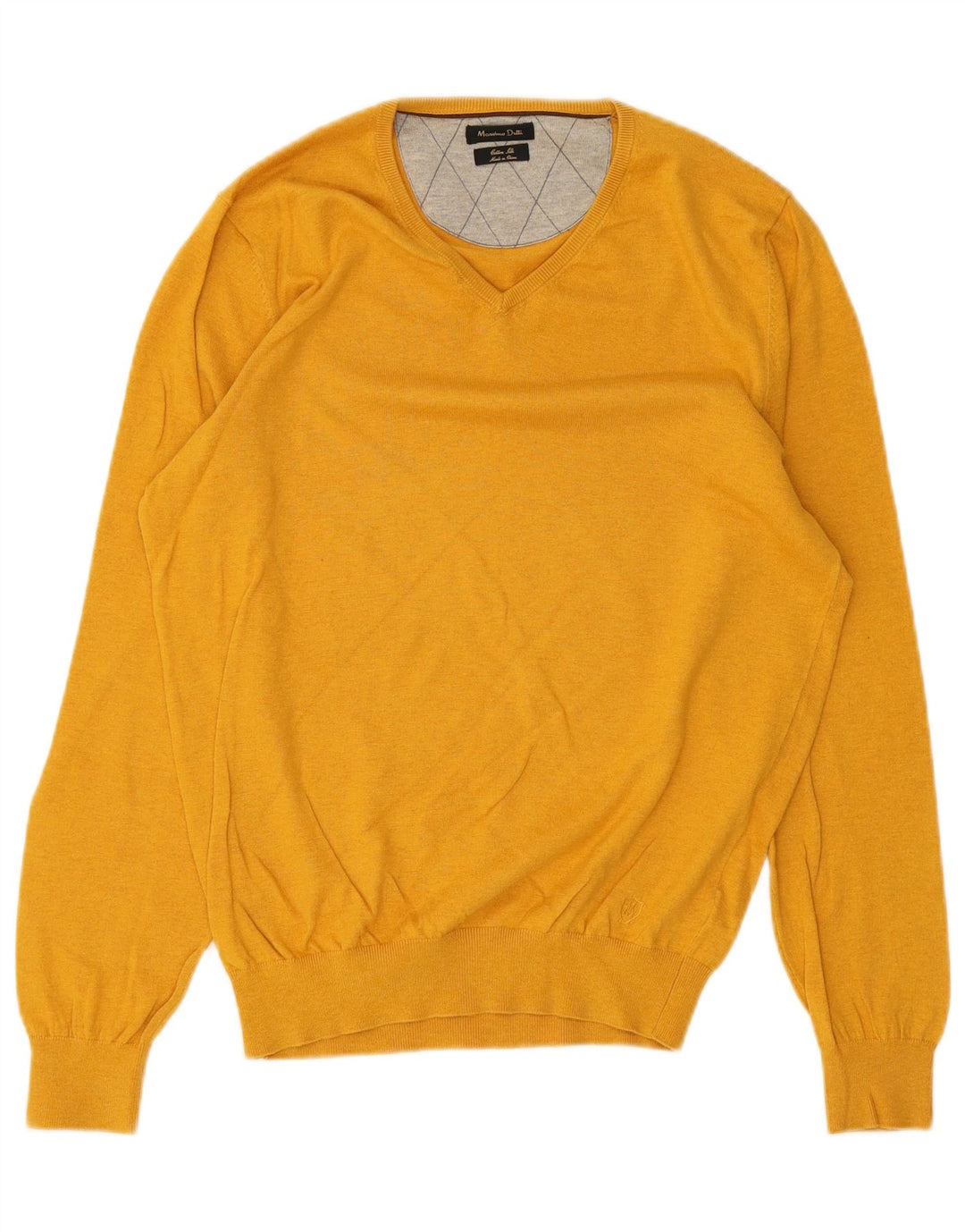 Maglione da uomo con scollo a V Massimo Dutti in cotone giallo medio