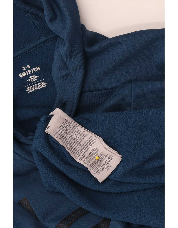 Felpa con cappuccio grafica da uomo Under Armour piccola in poliestere blu