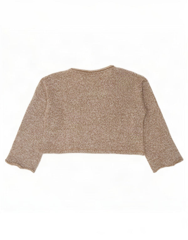 Top corto da donna Zara a maniche lunghe UK 14 Marrone medio screziato