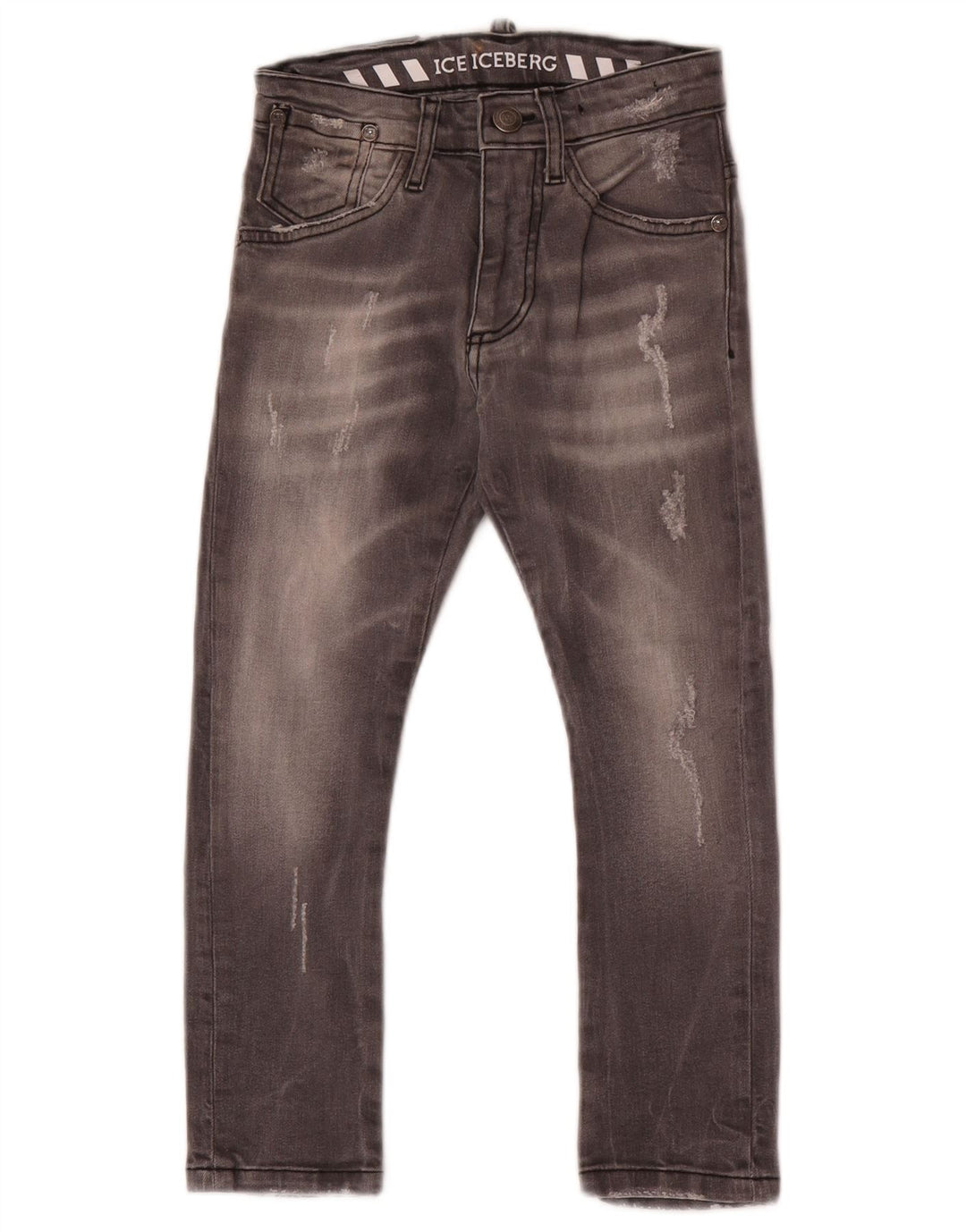 Jeans slim effetto consumato da ragazzo Iceberg 6-7 anni W22 L20 Grigio