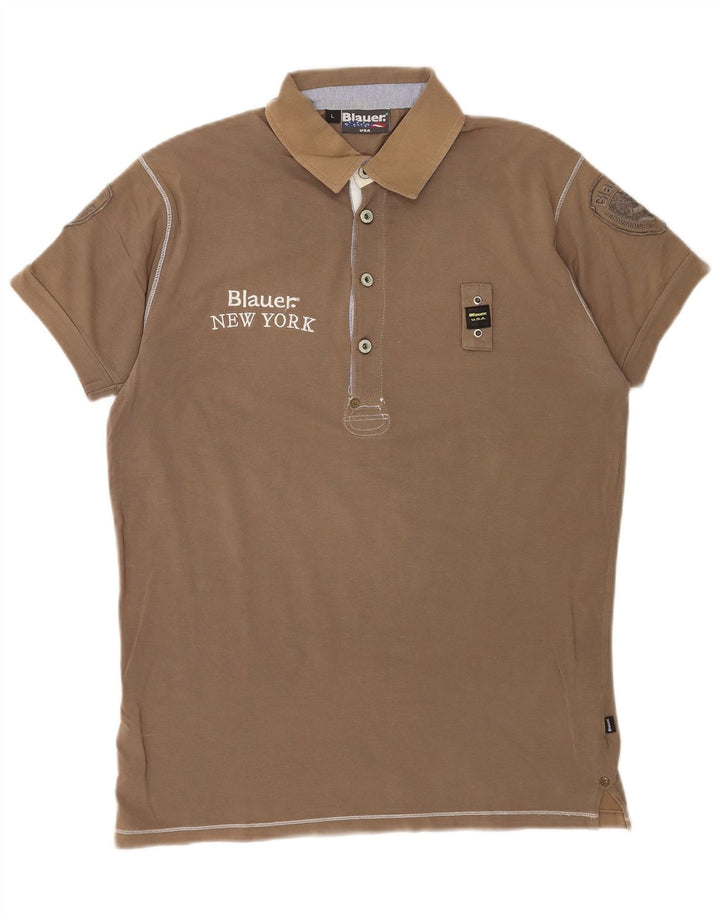 Polo grafica da uomo Blauer grande marrone