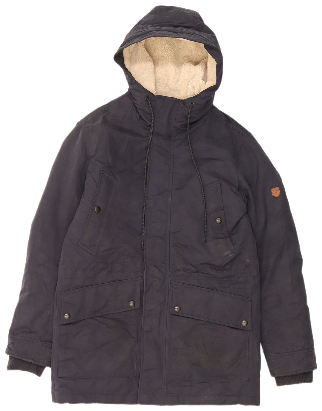 Giacca Parka con cappuccio da uomo Jack & Jones UK 36 Small Poliestere blu navy