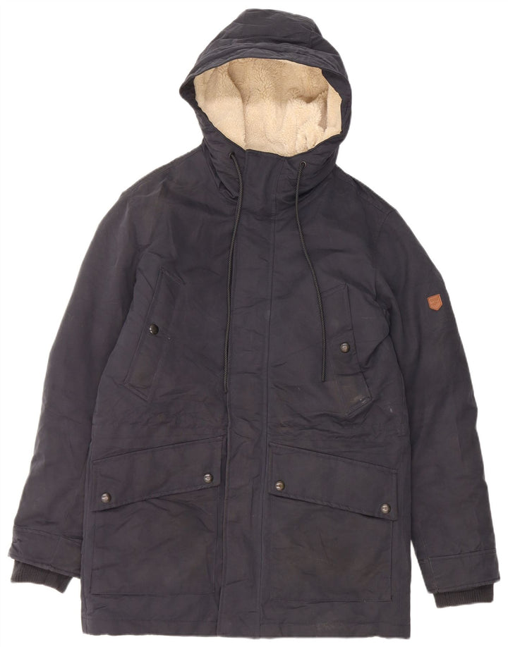 Giacca Parka con cappuccio da uomo Jack & Jones UK 36 Small Poliestere blu navy