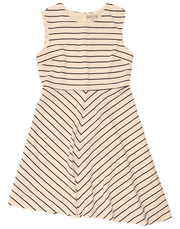 Abito a trapezio senza maniche da donna Marks & Spencer UK 16 a righe grandi beige