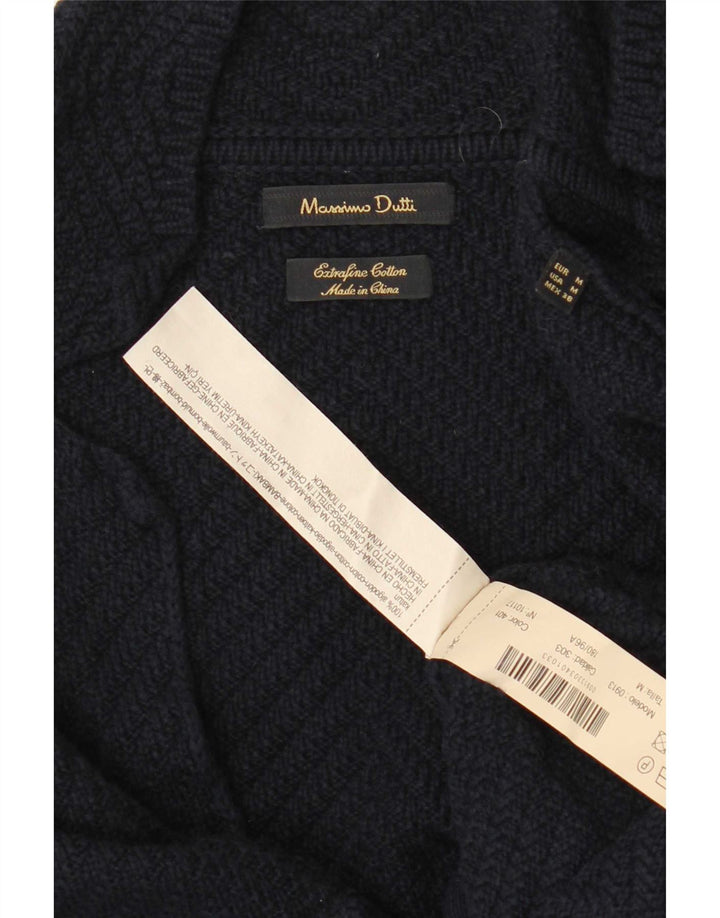 Maglione cardigan da uomo Massimo Dutti in cotone blu navy medio