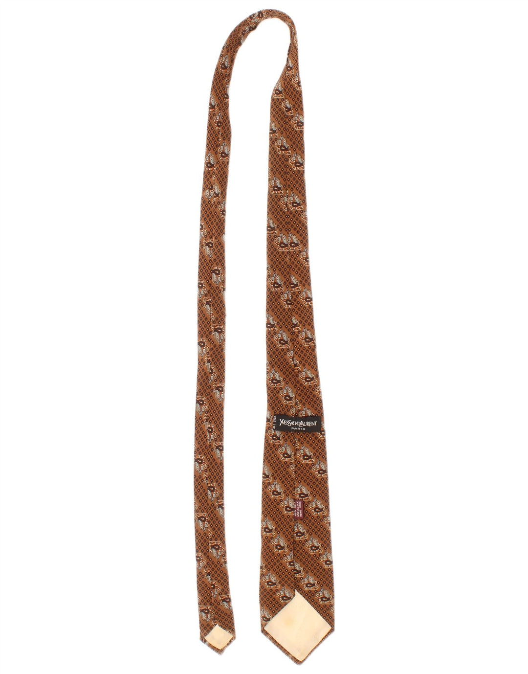 Cravatta da uomo Yves Saint Laurent Taglia unica Marrone Seta geometrica Classica