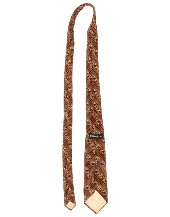 Cravatta da uomo Yves Saint Laurent Taglia unica Marrone Seta geometrica Classica