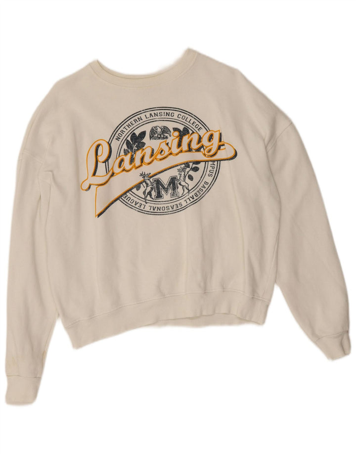 Felpa oversize grafica da donna Zara UK 10 piccola bianca