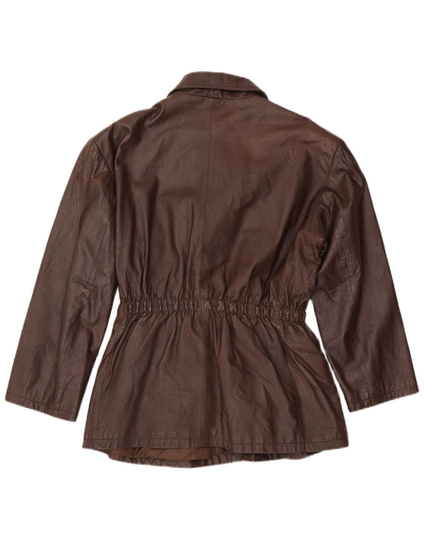 Giacca in pelle vintage da donna UK 20 2XL Marrone