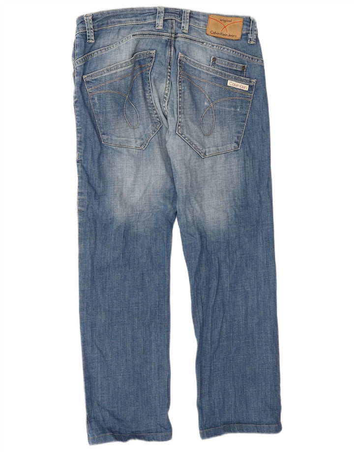 Jeans dritti invecchiati da uomo Calvin Klein W32 L28 cotone blu