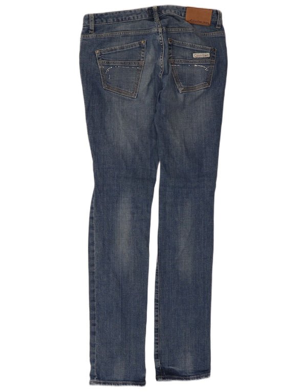 Jeans slim invecchiati da donna Calvin Klein W30 L33 cotone blu