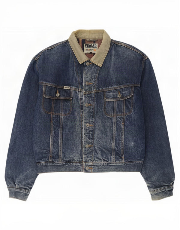 Giacca di jeans da uomo Vingar UK 42 XL Blu Colourblock