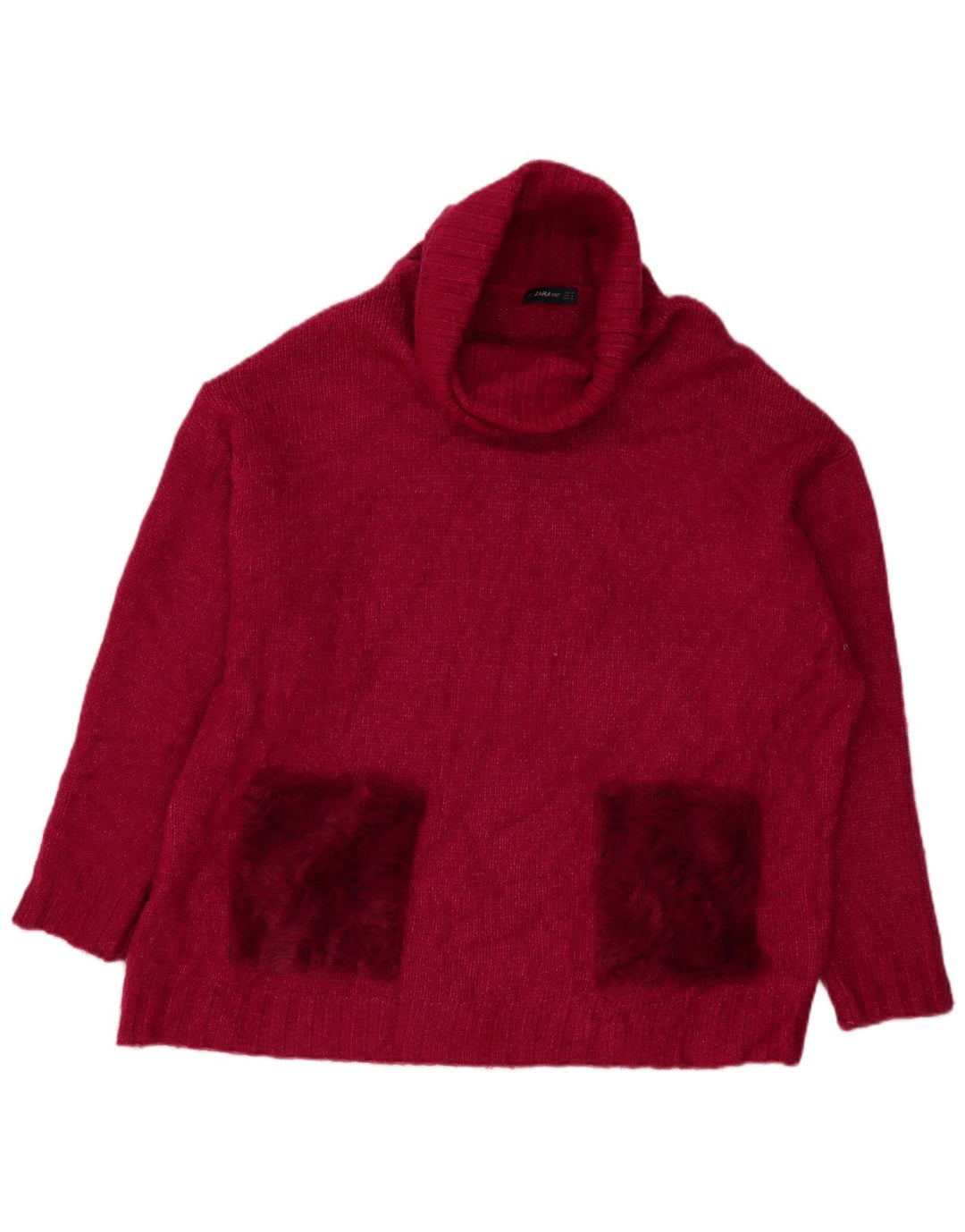 Maglione maglione oversize con collo alto da donna Zara UK 14 Acrilico rosa medio