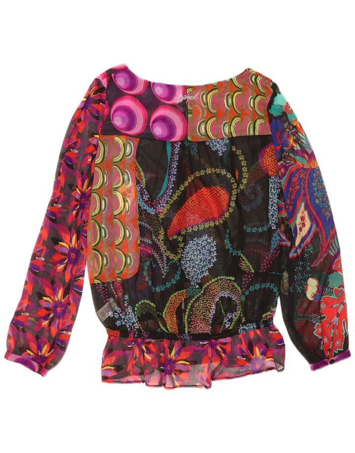 Desigual donna modello astratto camicetta top UK 18 XL multicolore