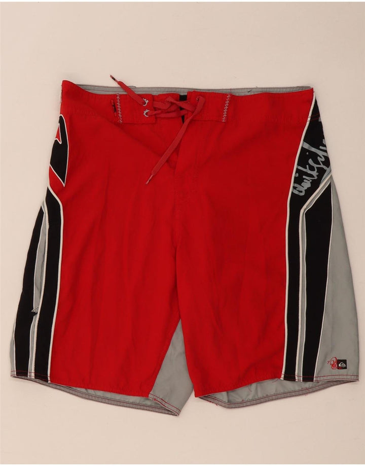 QUIKSILVER Pantaloncini da bagno grafici da uomo Grandi in poliestere color block rosso