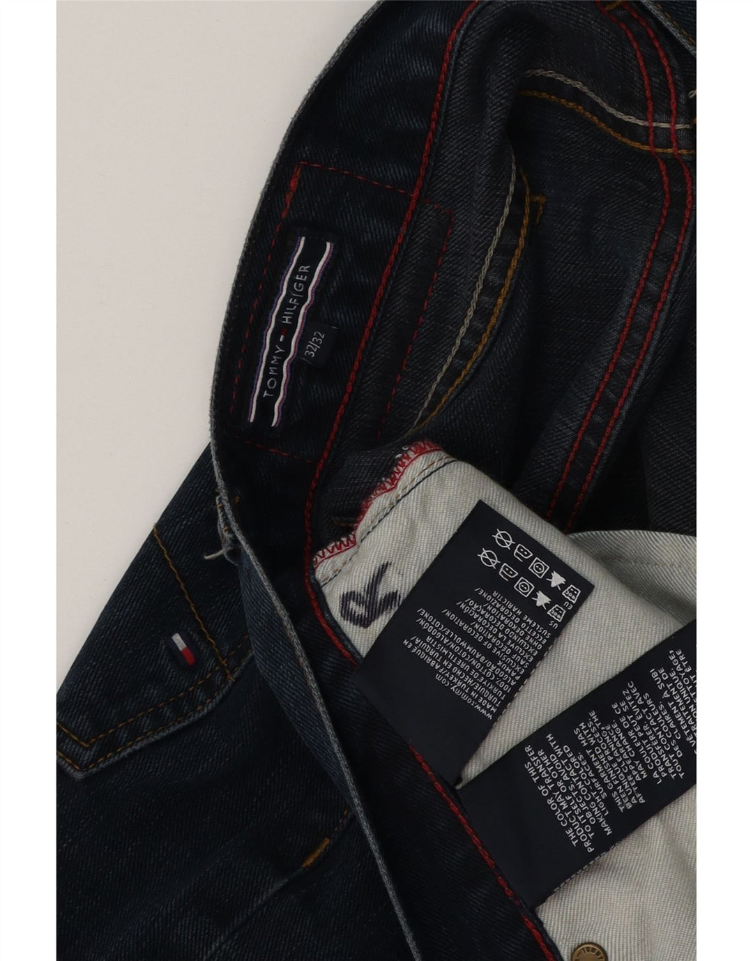 Jeans dritti da uomo Tommy Hilfiger W32 L32 cotone blu navy