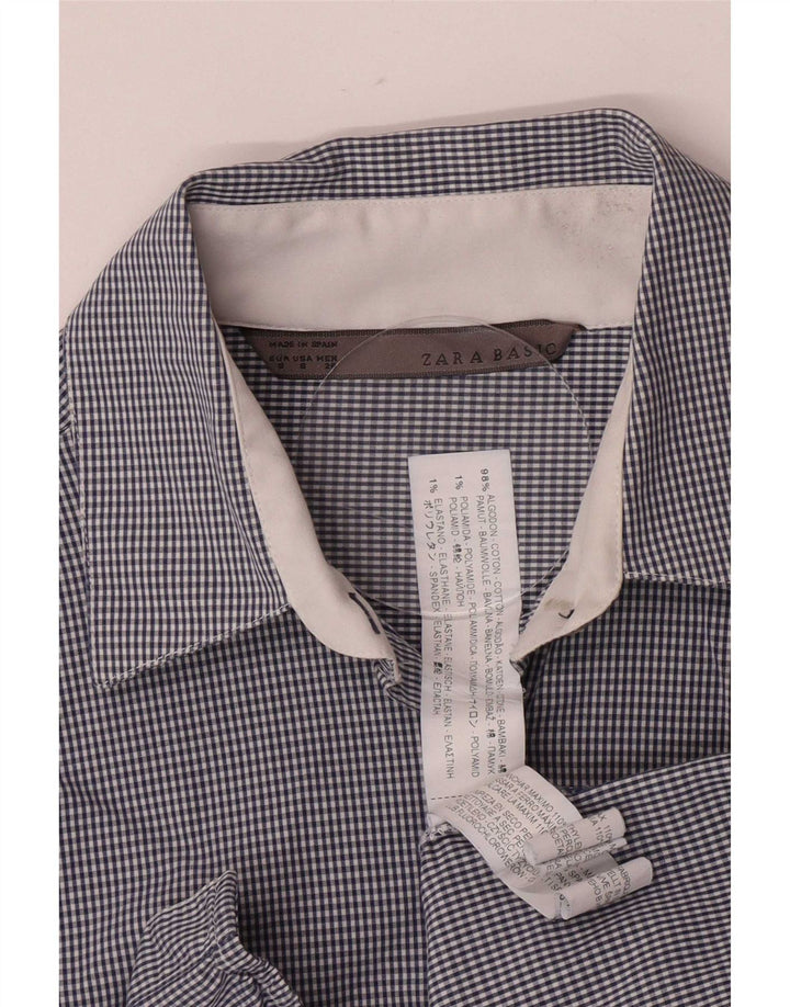 Zara Camicia da donna piccola in cotone a quadretti blu