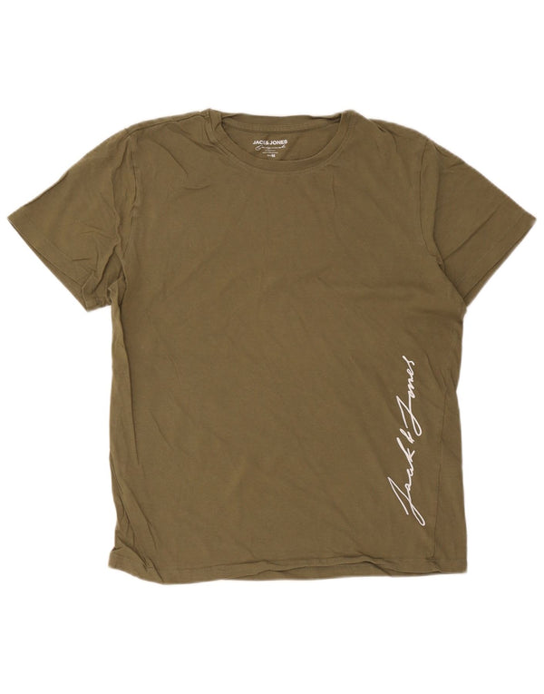 T-shirt grafica da uomo Jack & Jones Top in cotone kaki medio