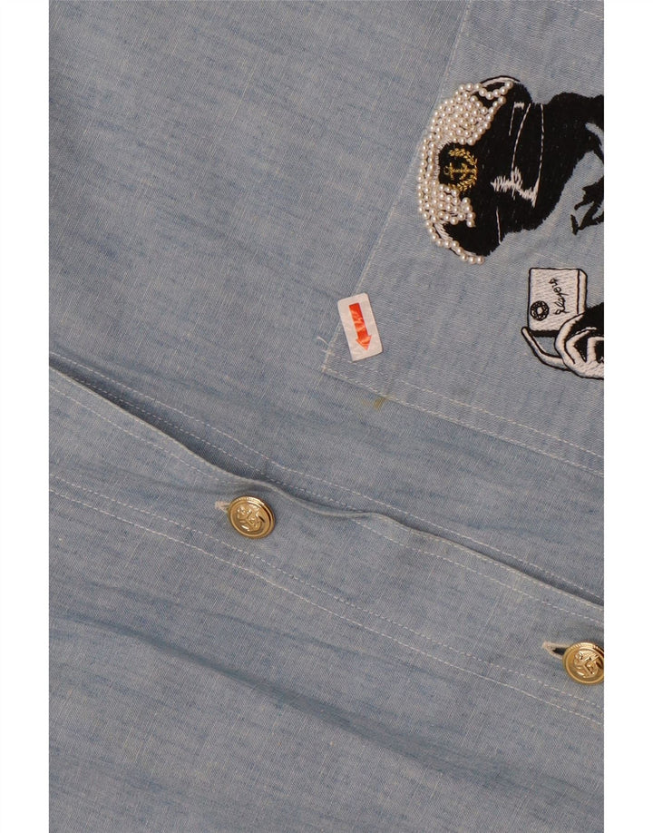 Camicia grafica vintage da donna UK 18 XL Blu