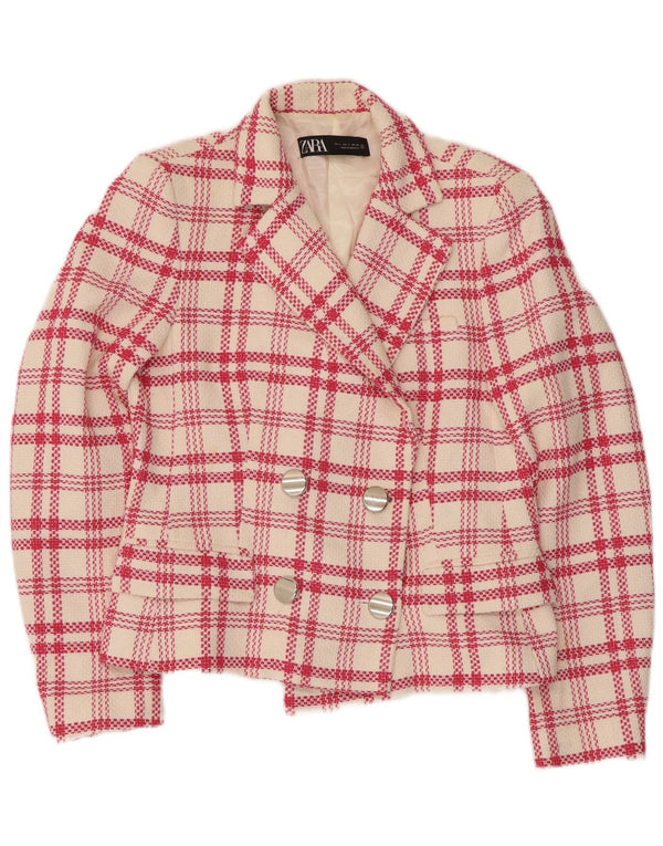 Giacca blazer doppiopetto da donna Zara UK 10 piccoli quadri bianchi