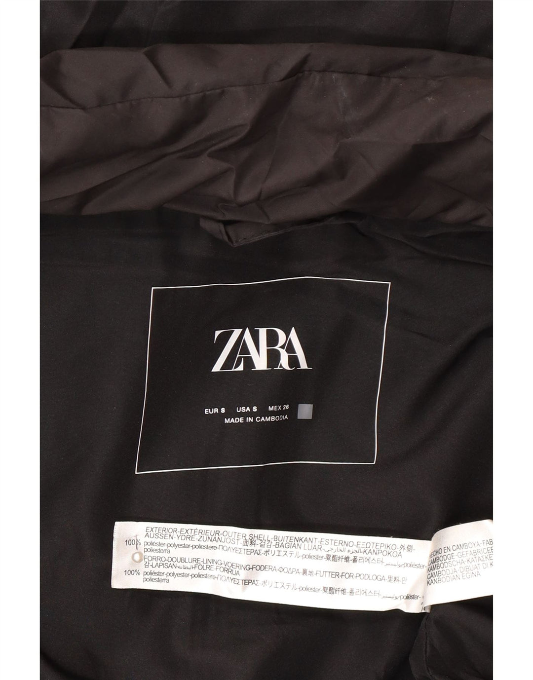 Cappotto imbottito senza maniche con cappuccio da donna Zara UK 14 poliestere nero medio