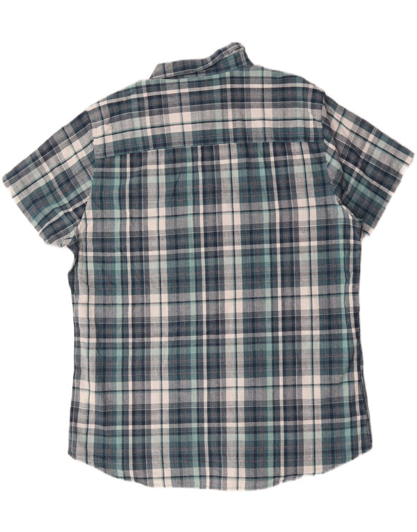 Camicia a maniche corte da uomo M&CO XL in cotone a quadri blu