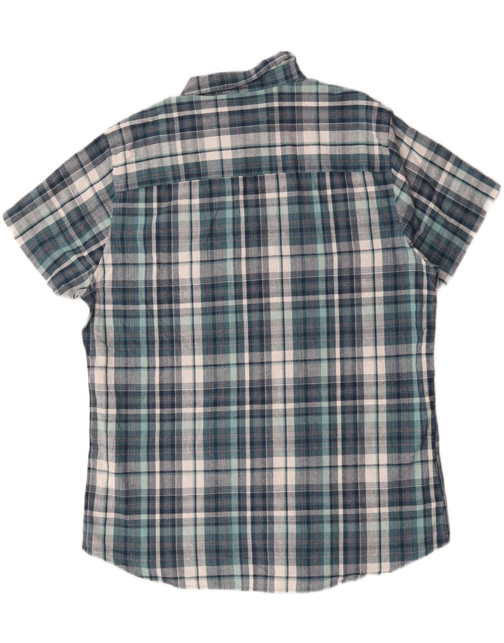 Camicia a maniche corte da uomo M&CO XL in cotone a quadri blu