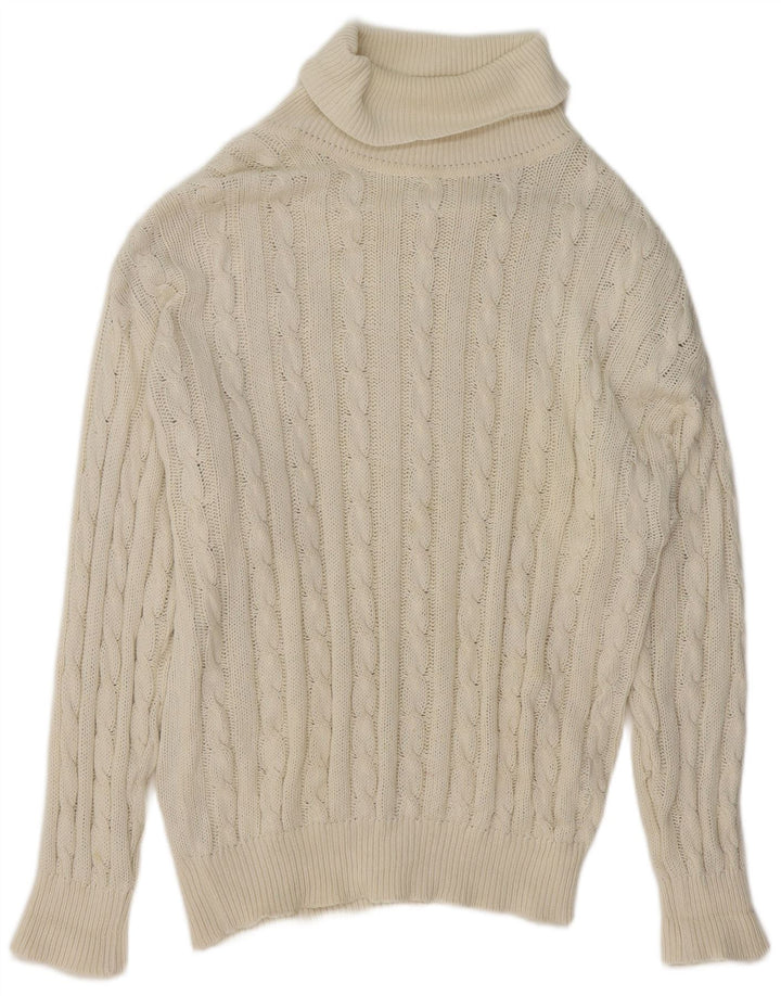 VINTAGE Womens Roll Neck Jumper Sweater UK 14 Large White