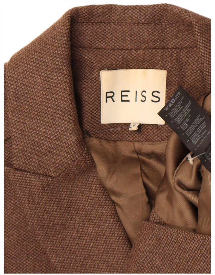 Giacca blazer da donna a 1 bottone Reiss UK 12 in lana marrone medio