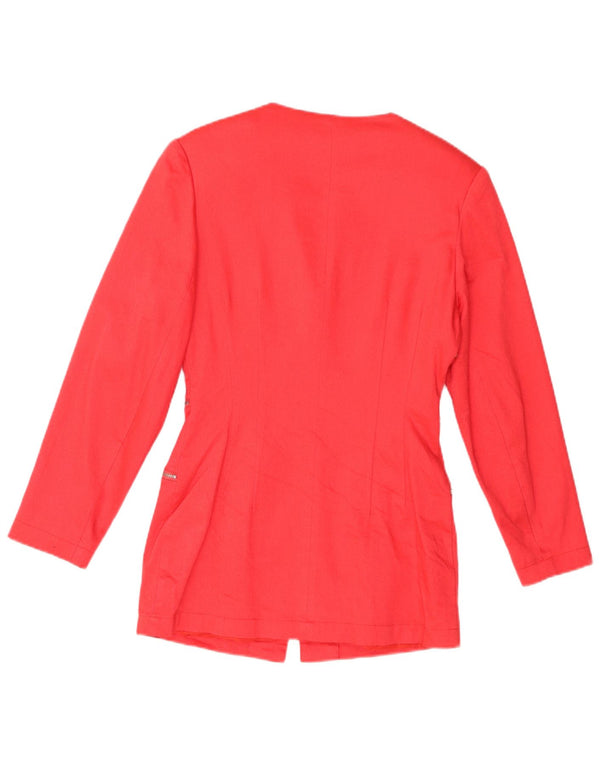 Giacca blazer vintage da donna con zip intera UK 8 piccola viscosa rossa