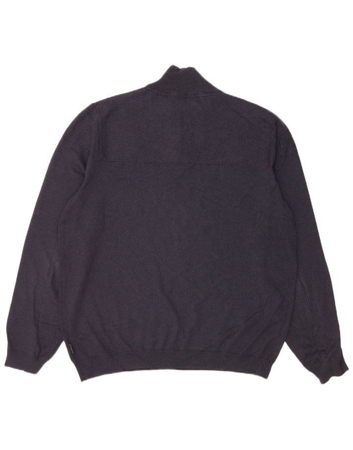 Maglione da uomo con collo a bottoni Ted Baker taglia 6 2XL lana blu navy