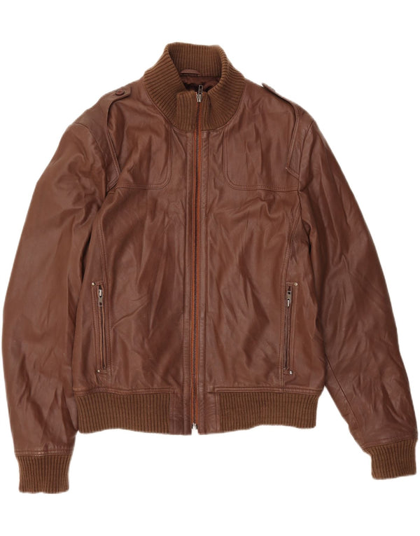 Giacca in pelle vintage da uomo UK 40 grande in pelle marrone