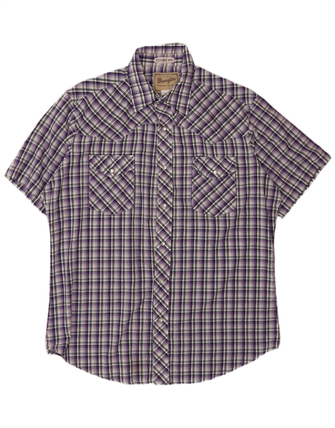 Camicia a maniche corte da uomo Wrangler grande cotone a quadri viola