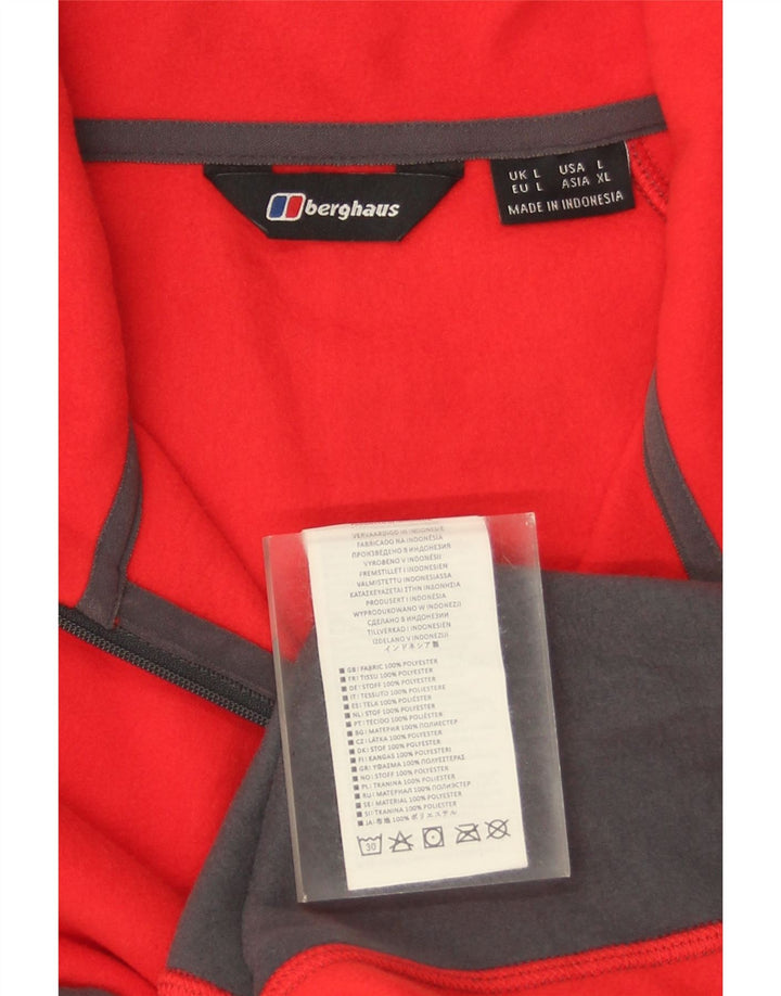 Maglione in pile da uomo Berghaus con zip e collo, grande, in poliestere color block rosso