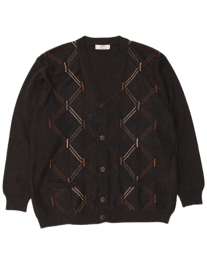 Maglione cardigan da uomo Bernardi IT 54 XL grigio a rombi/lana diamante
