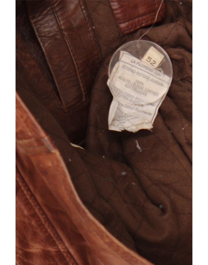 Giacca in pelle vintage da uomo IT 52 XL in pelle marrone