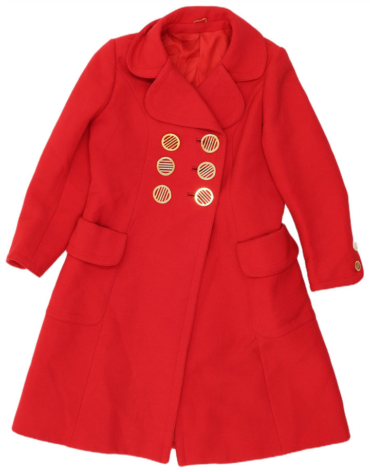 Cappotto doppiopetto vintage da donna UK 12 rosso medio