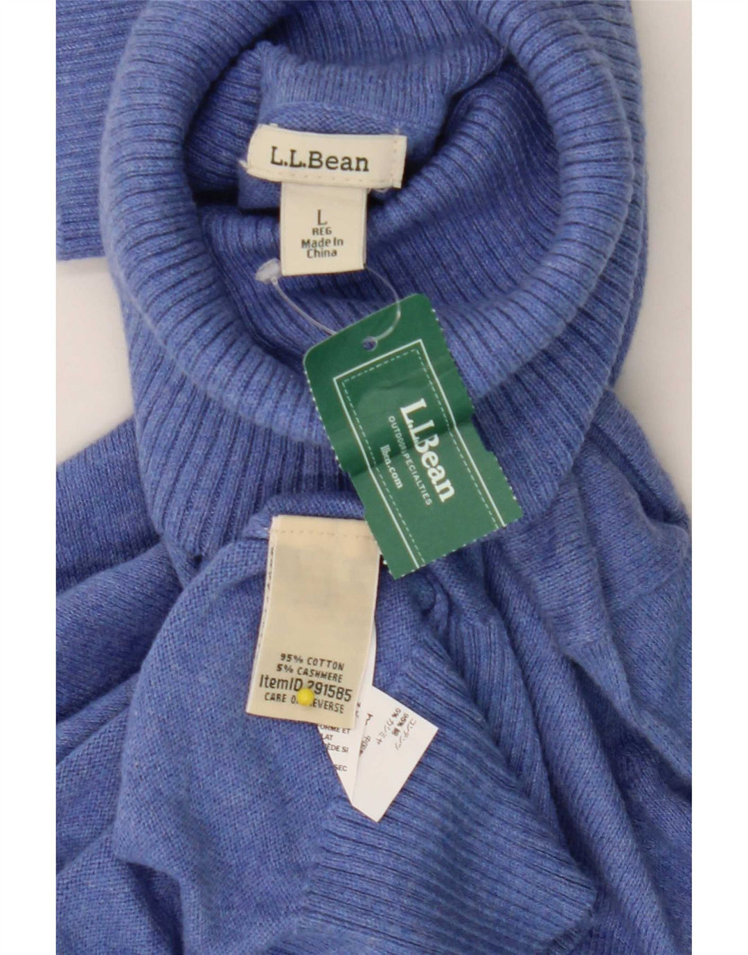 Maglione maglione da uomo a collo alto L.L.Bean grande cotone blu