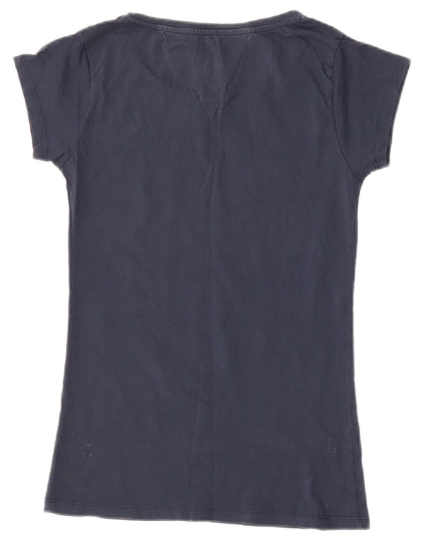 Tommy Hilfiger Womens Graphic T-Shirt Top UK 8 Small Navy Blue